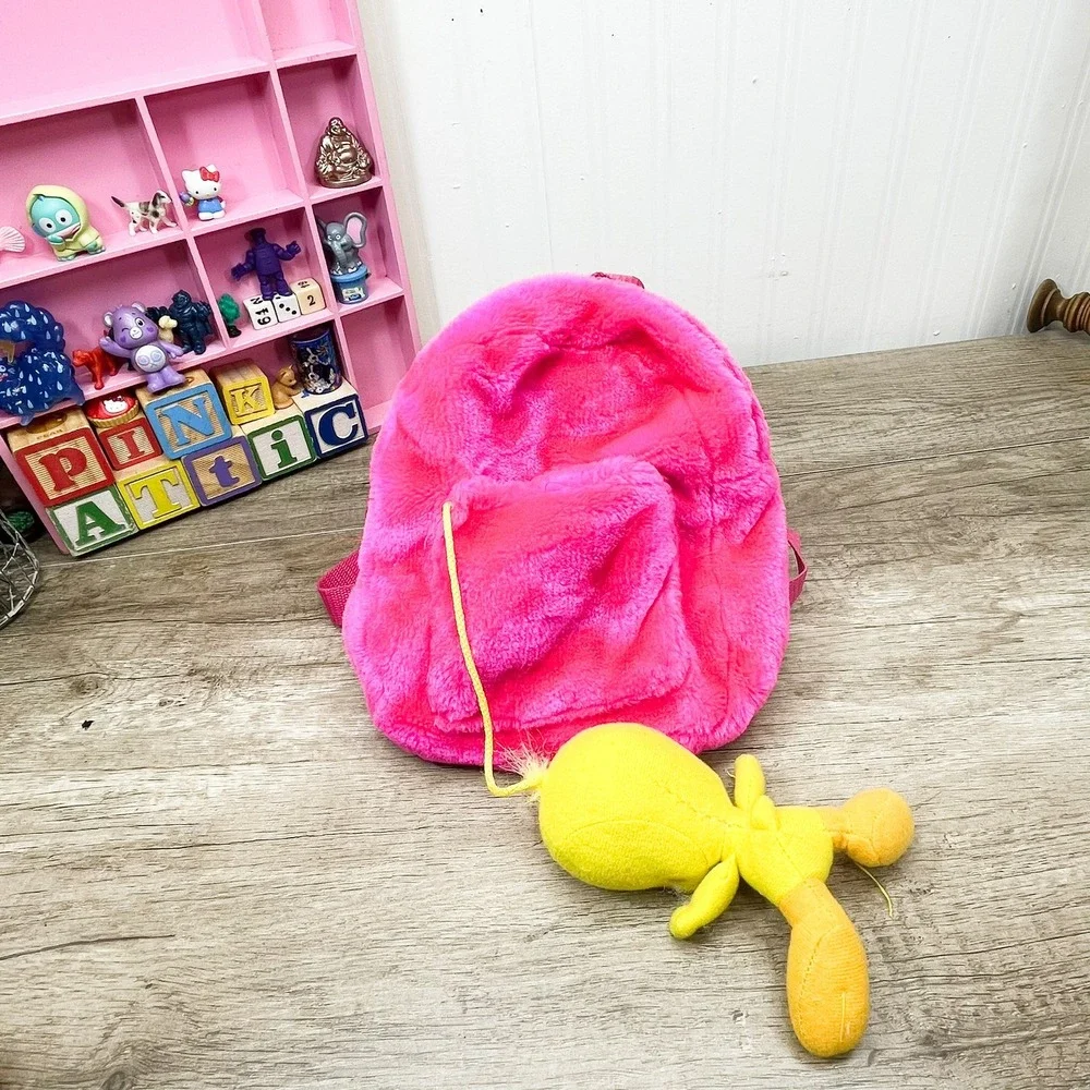 Looney Tunes Tweety Bird Pink Faux Fur Plush Mini Backpack Jaclyn Inc Y2K Style